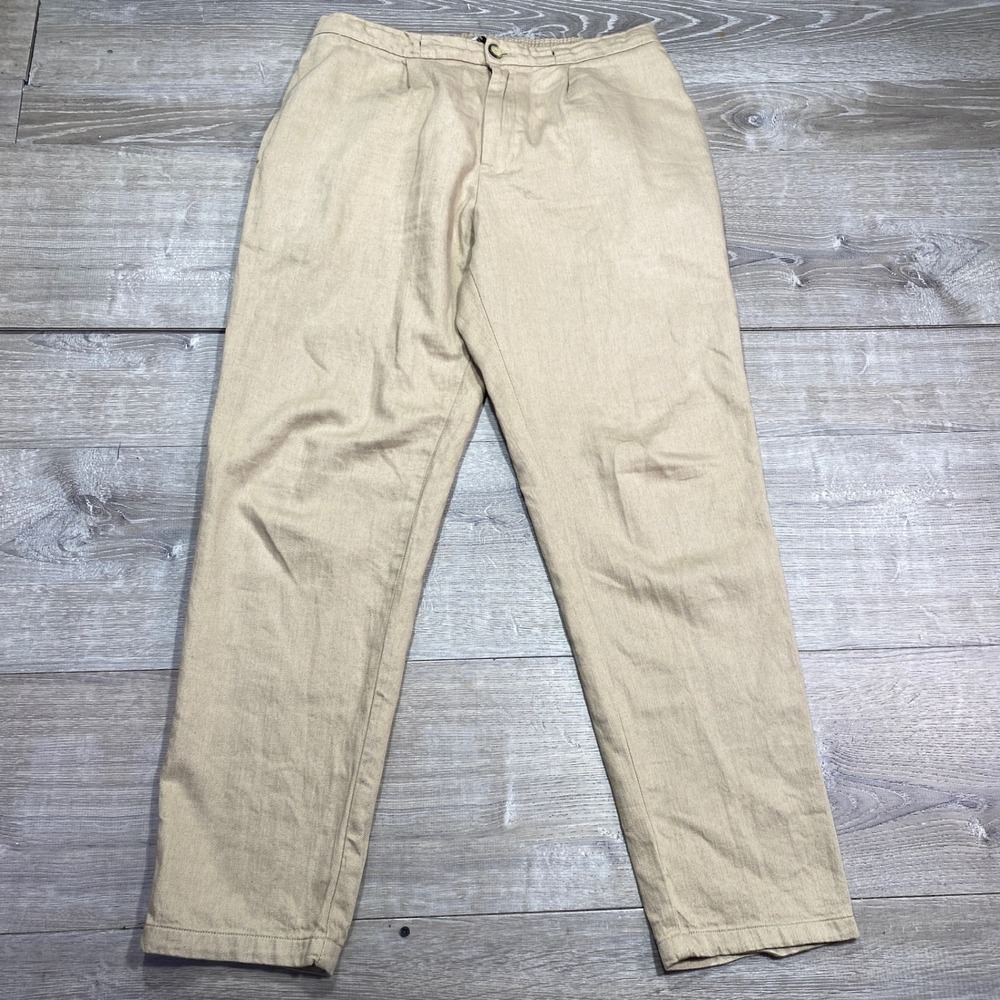 Marfinno Men's Khaki Chino Pants Relaxed Fit Pleated Casual‎ Trousers Size 34